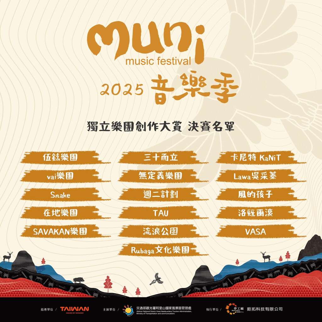 202阿里山muni音樂季「獨立樂團創作大賞」決賽名單揭曉！