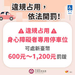 5.不占用身心障礙者專用停車位宣傳圖卡-違規占用罰鍰