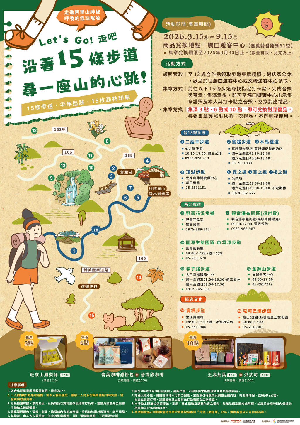 阿里山15條步道宣傳集章海報