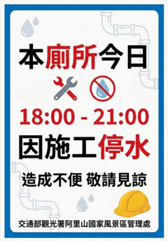 觸口遊客中心公廁因施工停水