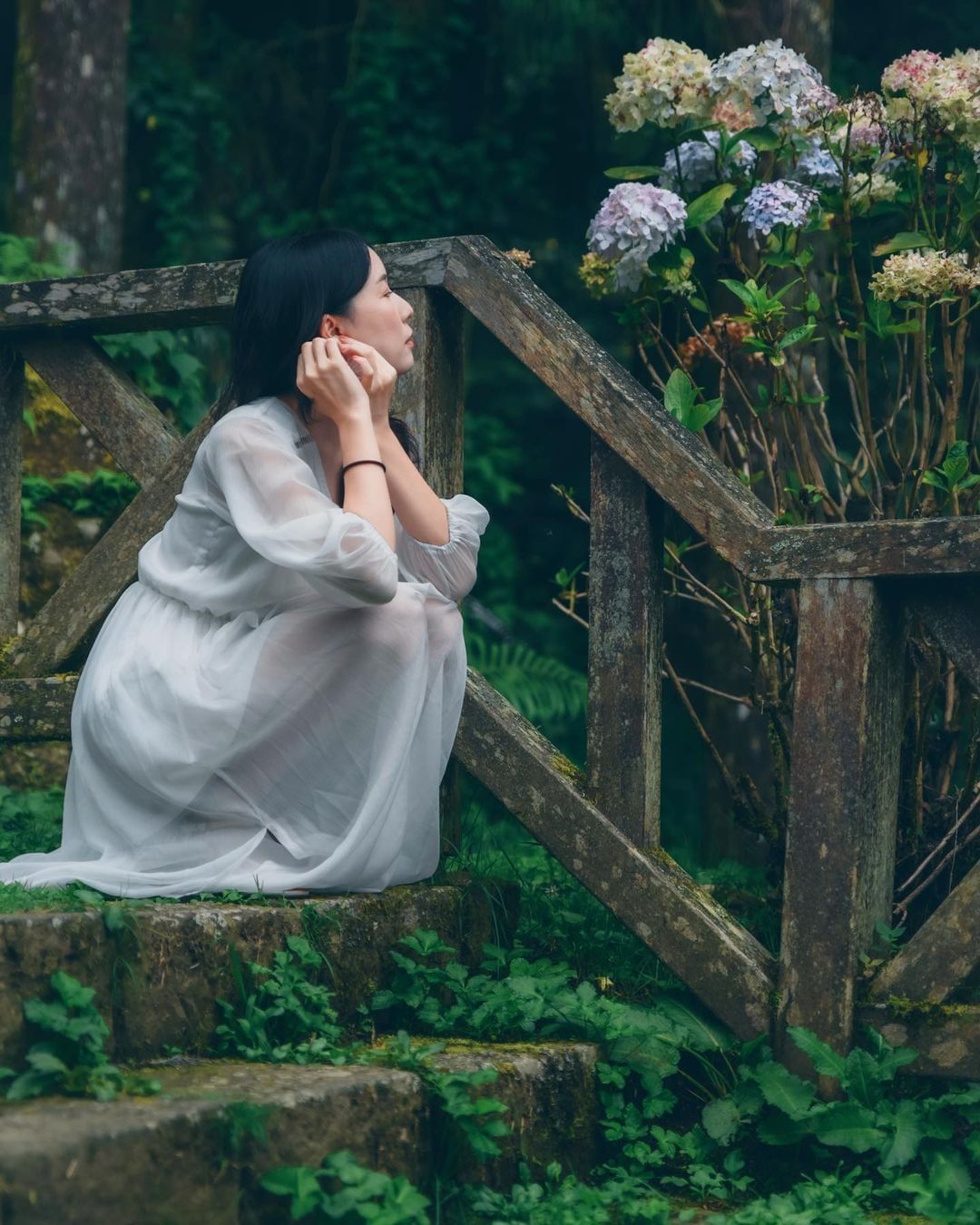 #遠距在家來看阿里山 這畫面會不會太美季節限定的繡球花，在一片綠意中綻放就算只是在喬耳環，也好美（感謝 @look1221  分享...